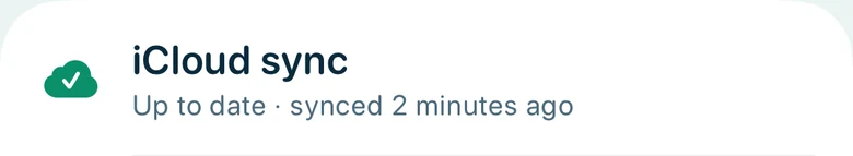 iCloud sync: up to date, synced 2 minutes ago