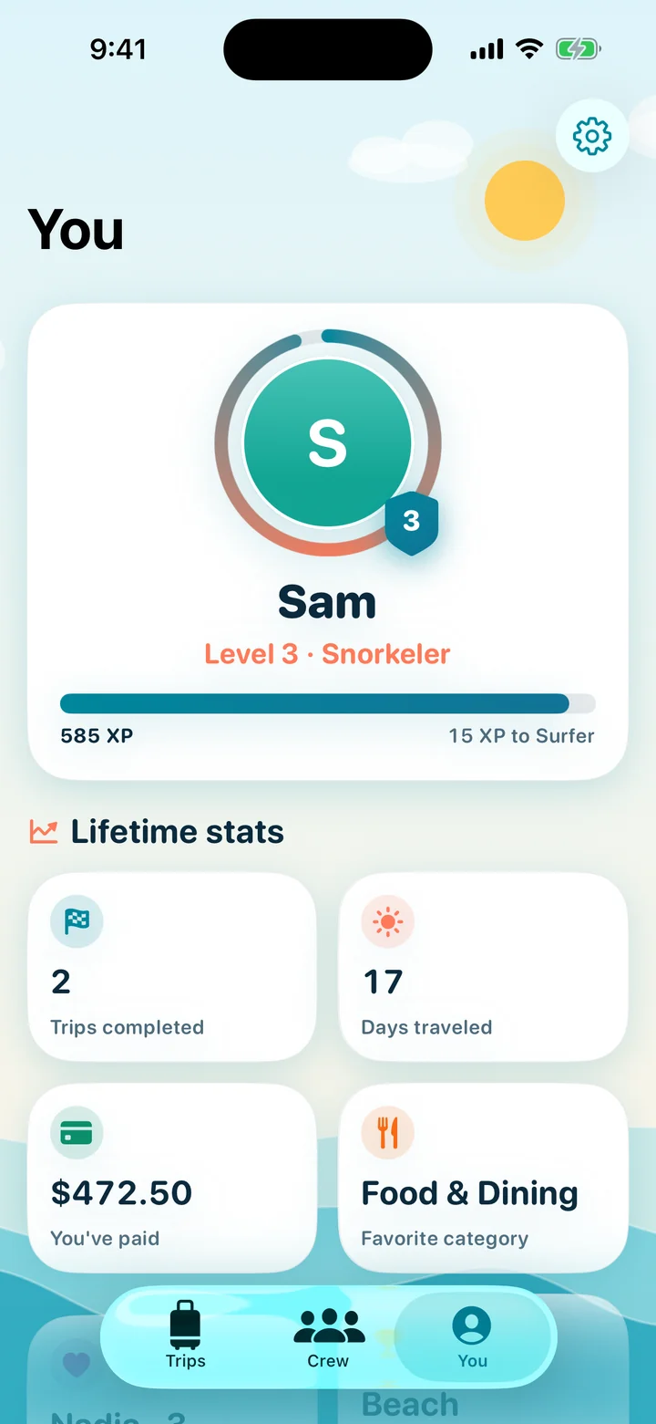 Profile with level 3 Snorkeler and XP progress